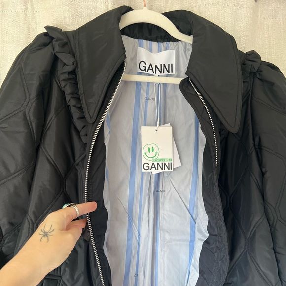 Ganni Ripstop Quilt Jacket in Black -36 - Picture 7 of 7